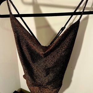 Brown size small bodysuit has metallic sparkles (new)